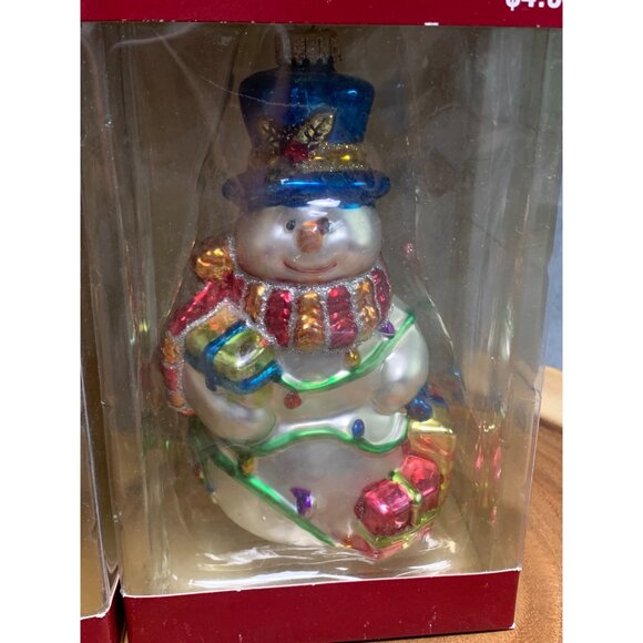 Holiday Time Glass Ornaments - Santa & Snowman Set - Festive Xmas Tree Decor - Picture 5 of 9